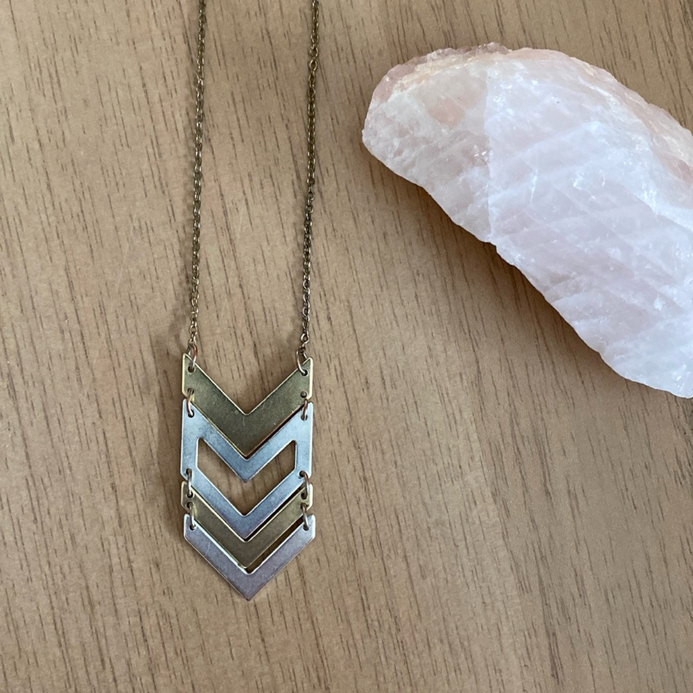 Gold Silver Geometric Necklace